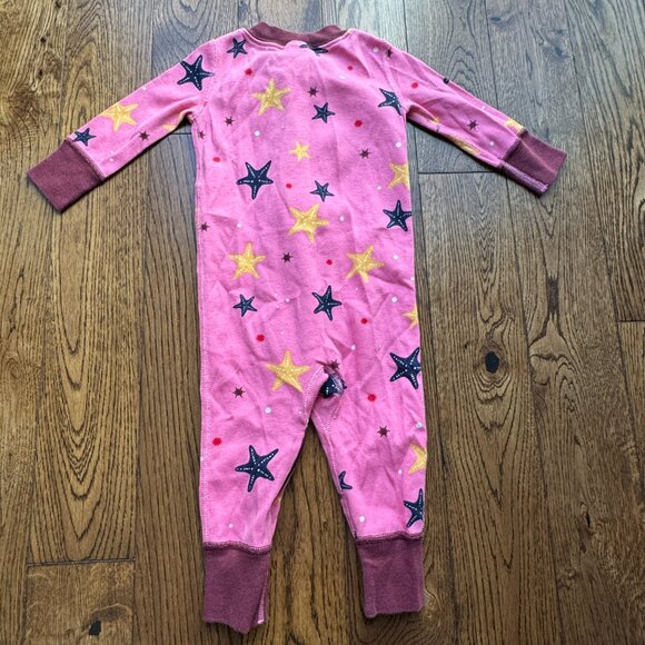 Hanna Andersson Baby Zip Sleeper In Organic Cotton Pink with Stars 6-9 Months - Picture 2 of 6
